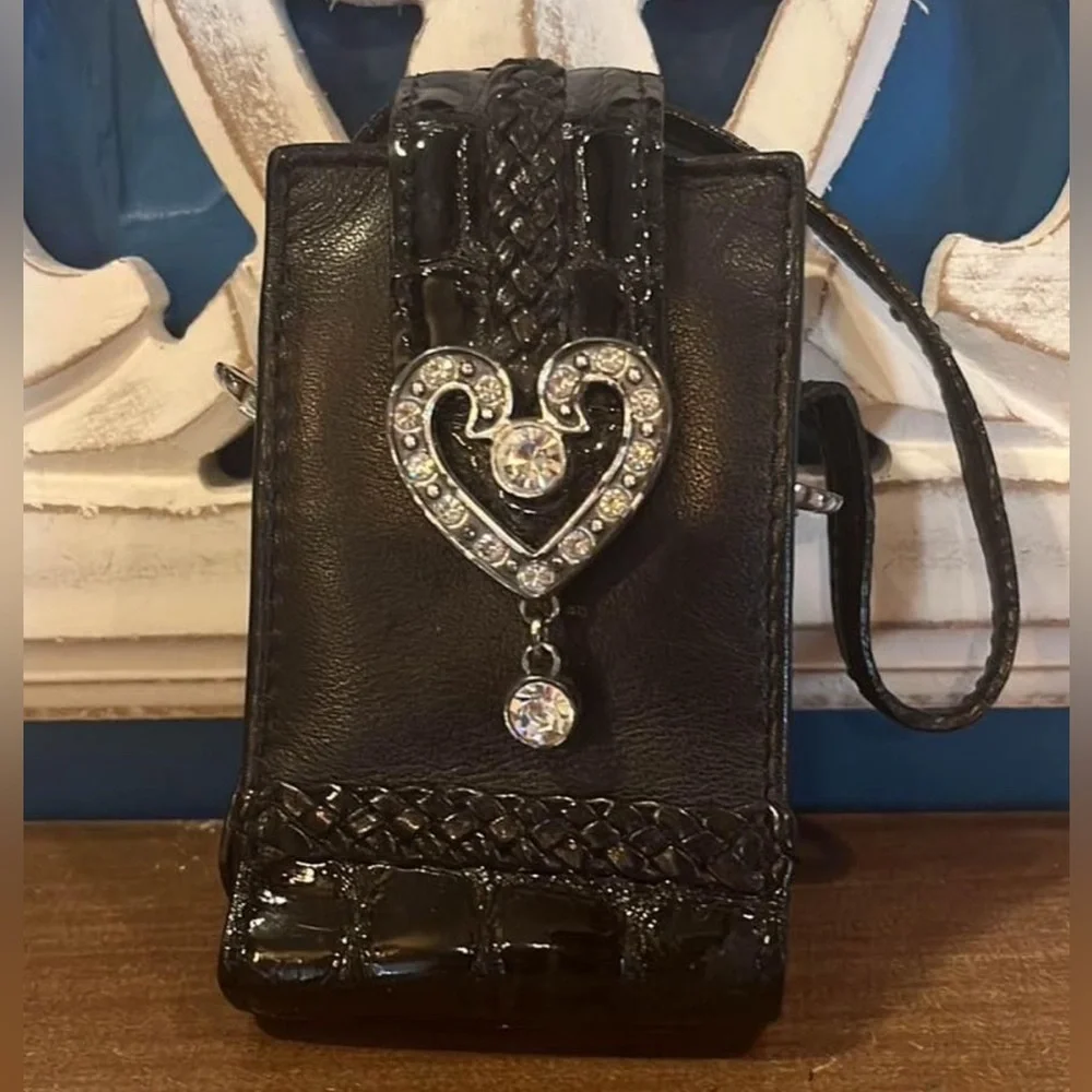Vintage Brighton Small Bag w/ Rhinestone Heart & Strap - Picture 7 of 11